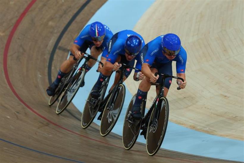 il quartetto italiano ai mondiali di Glasgow - credit Sprint Cycling Agency per Federciclismo