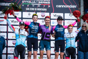 Il podio delle Under 23 con Lucia Bramati quarta e Nicole Pesse quinta - credit Alessio Pederiva per Trinx Factory Team