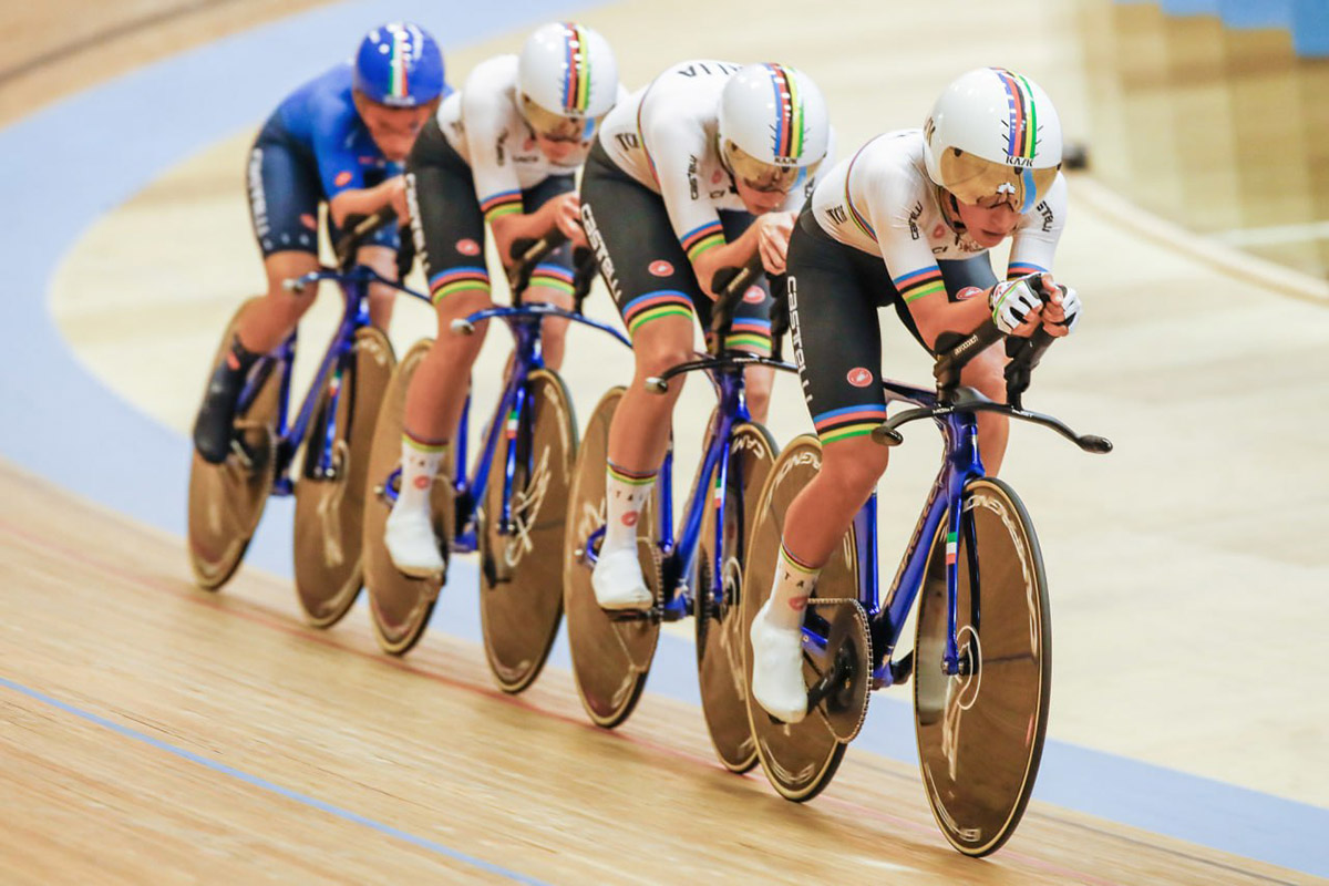 Quartetto femminile agli Europei in pista di Grenchen 2023 - credit Federciclismo