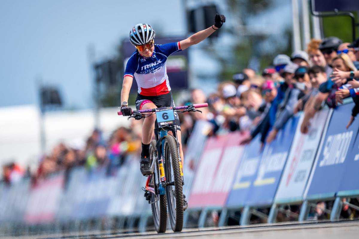 Olivia Onesti sul traguardo di Nove Mesto - credit Maxime Schmid