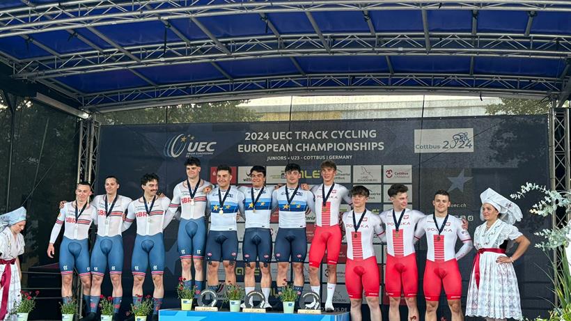 Il Team Sprint azzurro oro agli Europei Pista U23 - Juniores di Cottbus 2024
