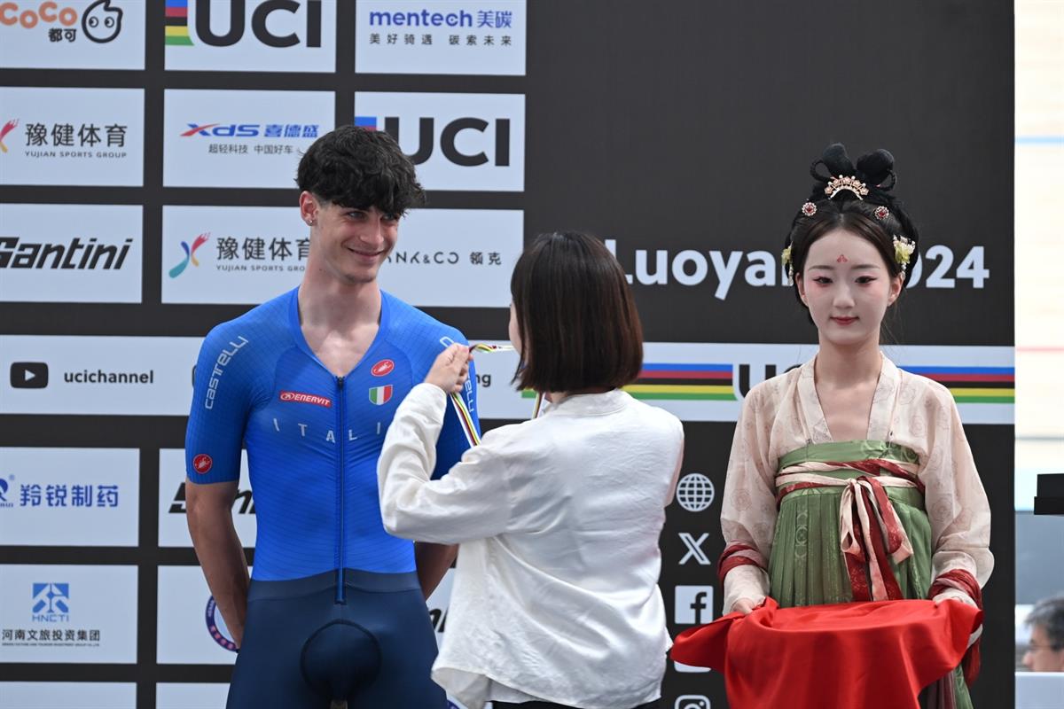 Alessio Magagnotti terzo nell'inseguimento individuale ai mondiali juniores in pista in Cina - credit Federciclismo