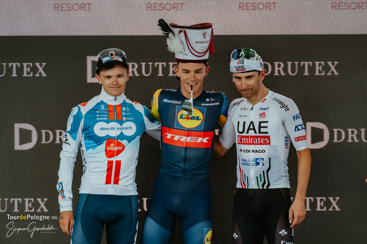 Il podio della tappa 6 del Tour de Pologne