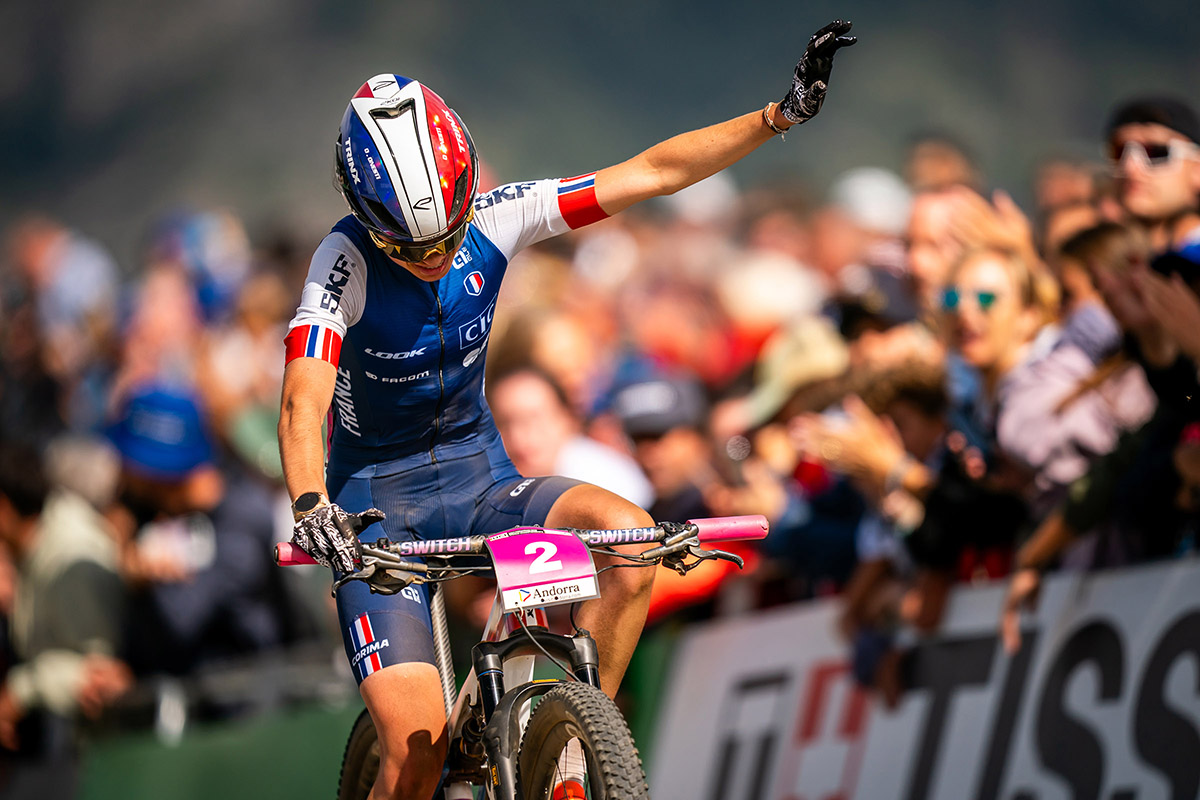 Olivia Onesti al traguardo dei Mondiali di Andorra - credit Maxime Schmid