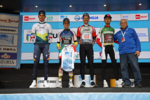 Settimana Internazionale Coppi e Bartali 2025 - 40th Edition - 5th stage Brisighella - Forlì 132,5km - 29/03/2025 - Davide Donati (ITA - Red Bull - BORA - hansgrohe) - Marc Cabedo (ESP - Team Jcl UKJO) - Ben Tulett (GBR – Team Visma - Lease a Bike) - Jay Vine (AUS - UAE Team Emirates - XRG) - Adriano Amici (ITA) - photo Massimo Fulgenzi/SprintCyclingAgency©2025