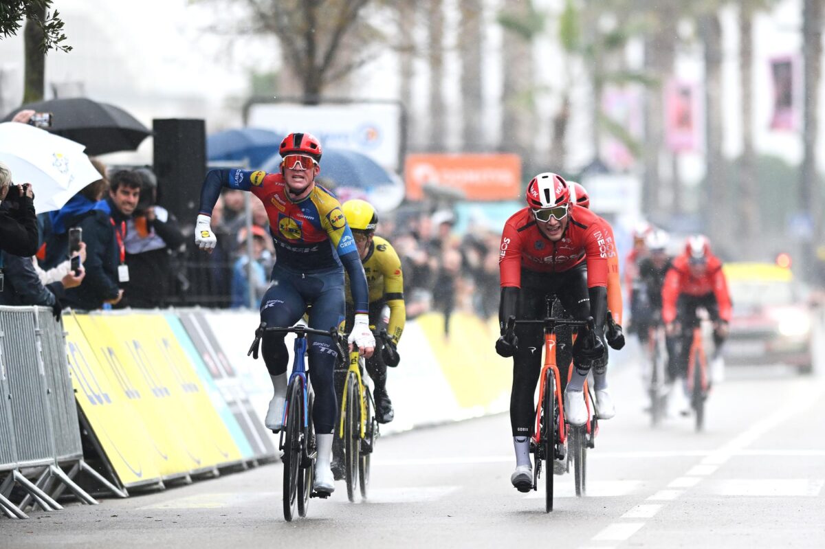 Mads Pedersen esulta nella sesta tappa della Parigi-Nizza