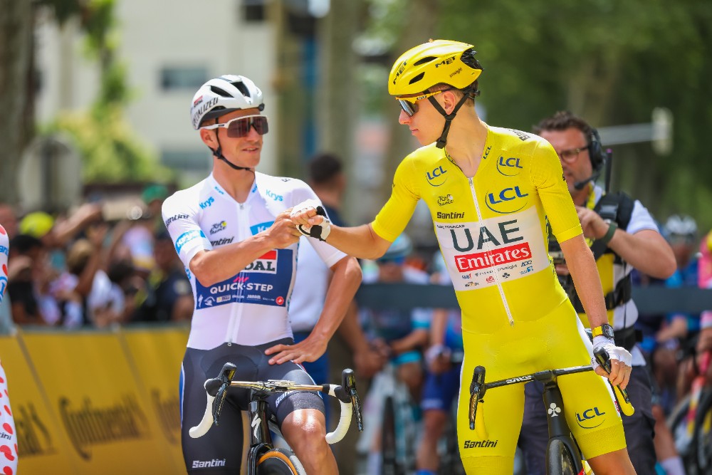 Remco Evenepoel e Tadej Pogacar Foto A.S.O. / Jonathan Biche